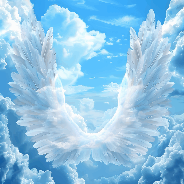 Erzengel Michael 3 Engelsflügel und blauer Himmel